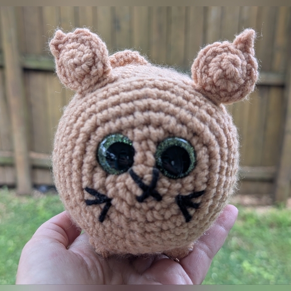 Handmade Tan Crochet Cat Plush - Picture 1 of 6